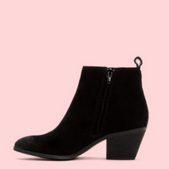 FRYE Black Suede Ankle Heeled Booties - Picture 5 of 6